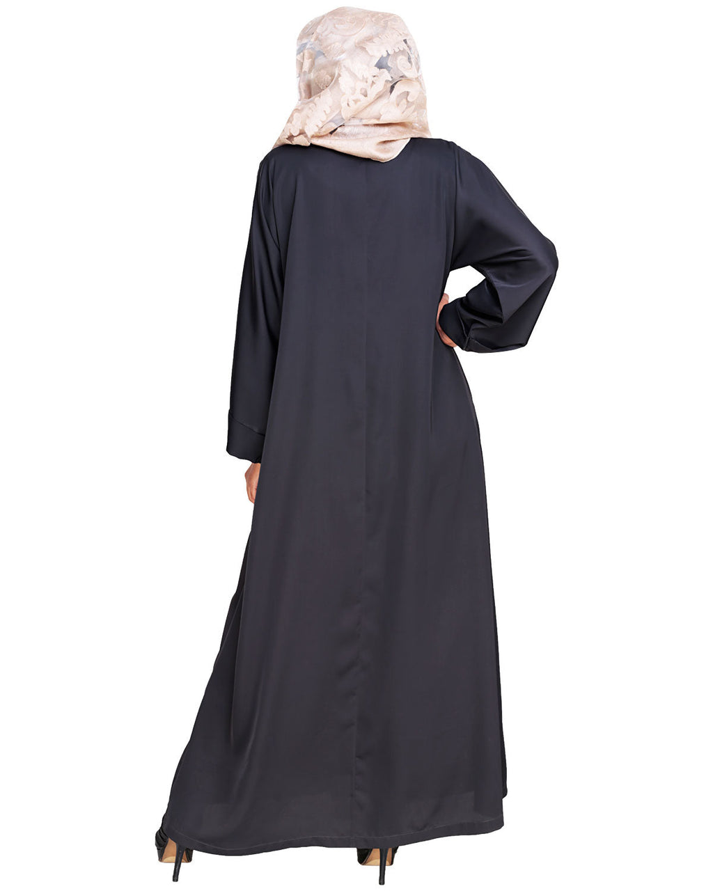 Floral Pendant Dubai Style Abaya Grey