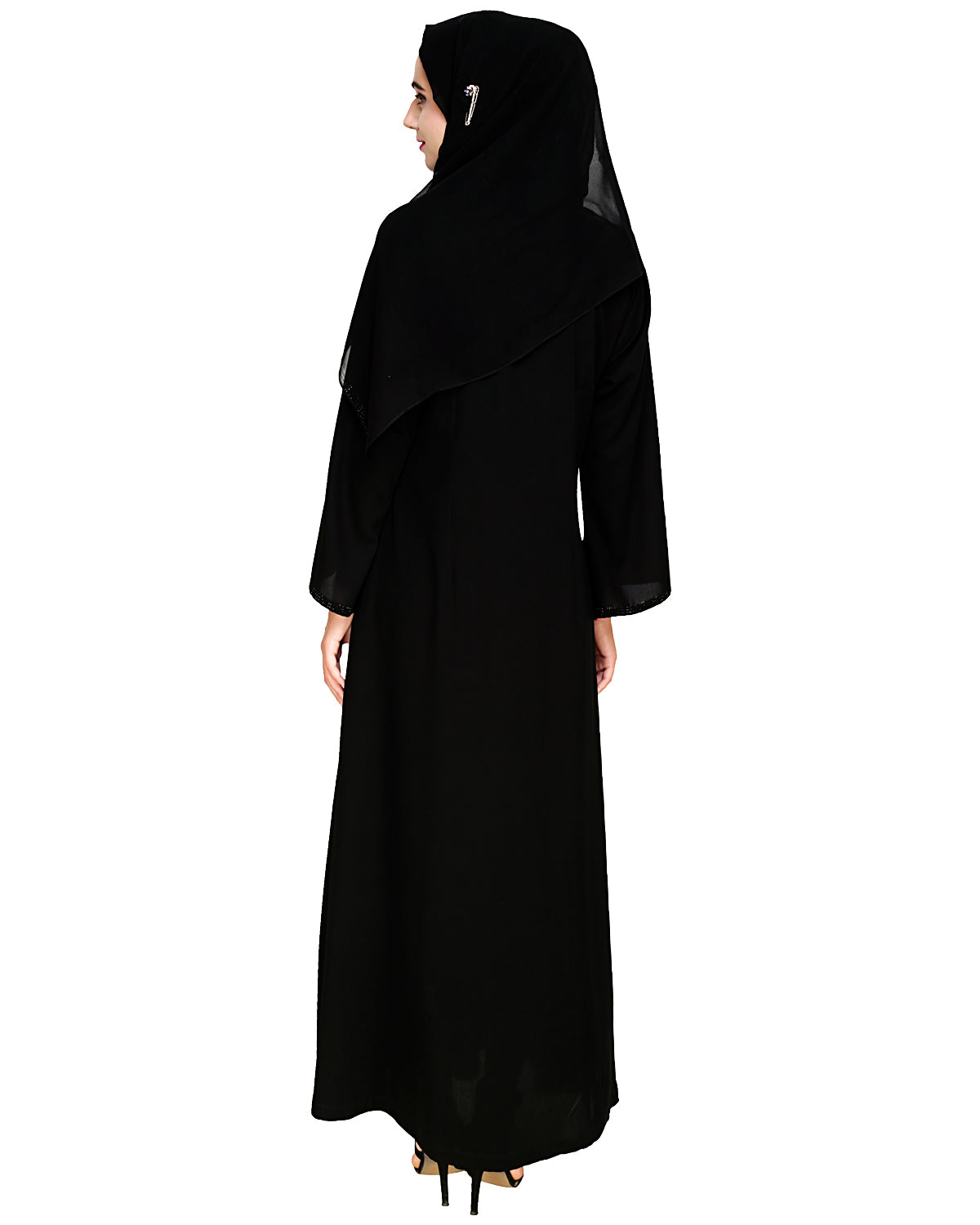 Exquisite Stone Work Sophisticated Black Dubai Style Abaya Black