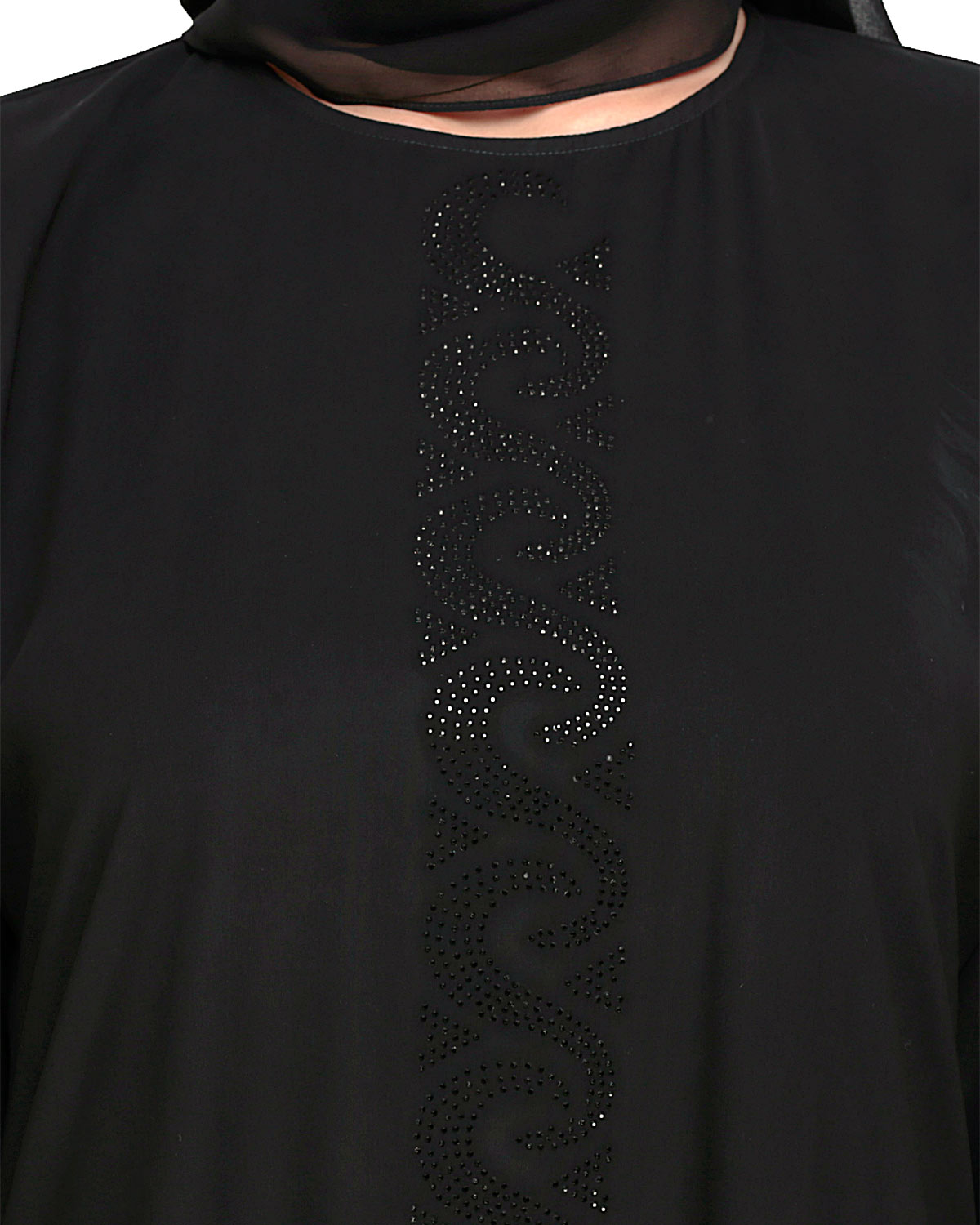 Exquisite Stone Work Classy Black Dubai Style Abaya Black