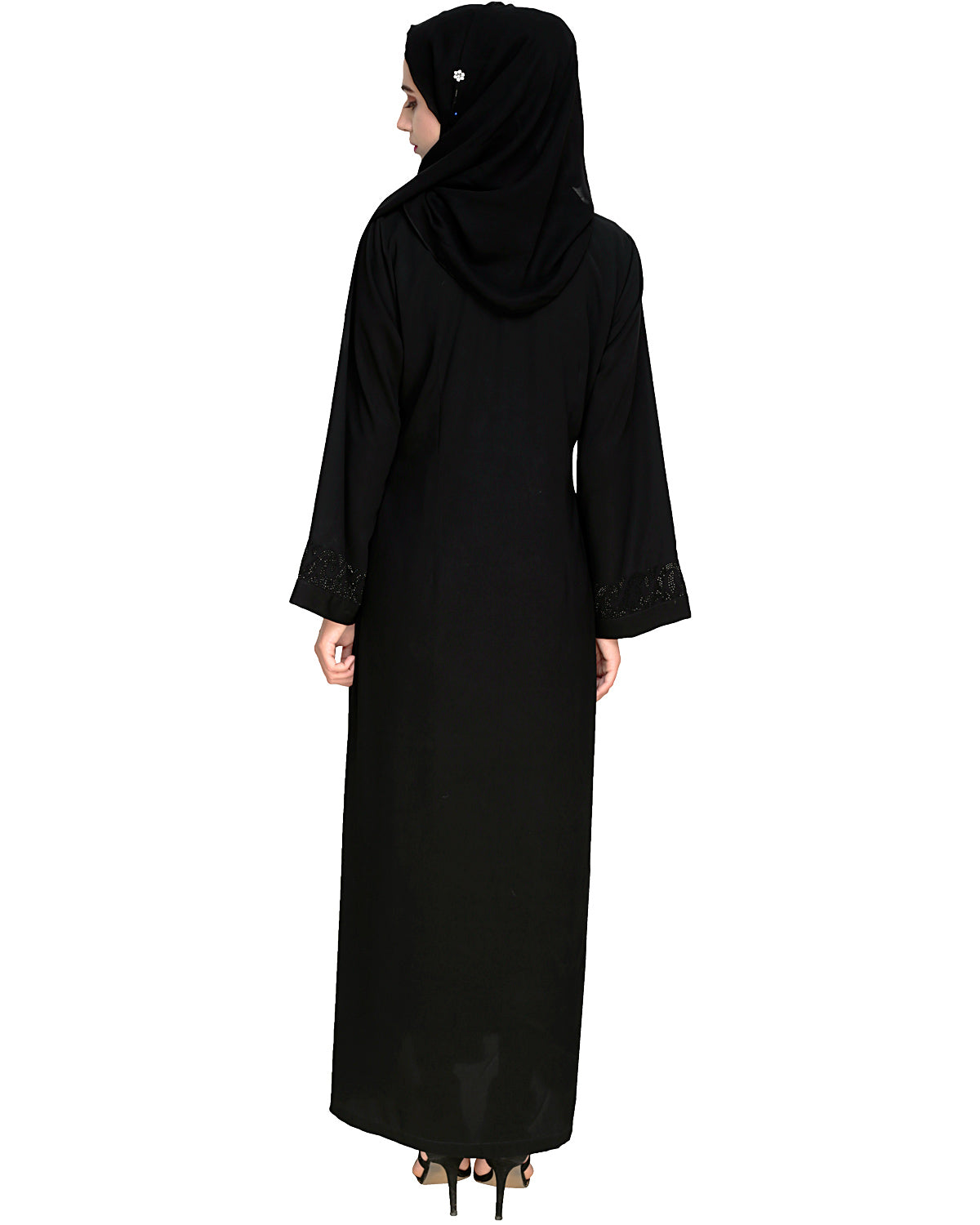 Exquisite Stone Work Classy Black Dubai Style Abaya Black