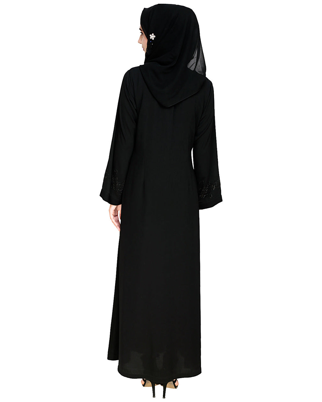 Exquisite Stone Work Dainty Black Dubai Style Abaya Black