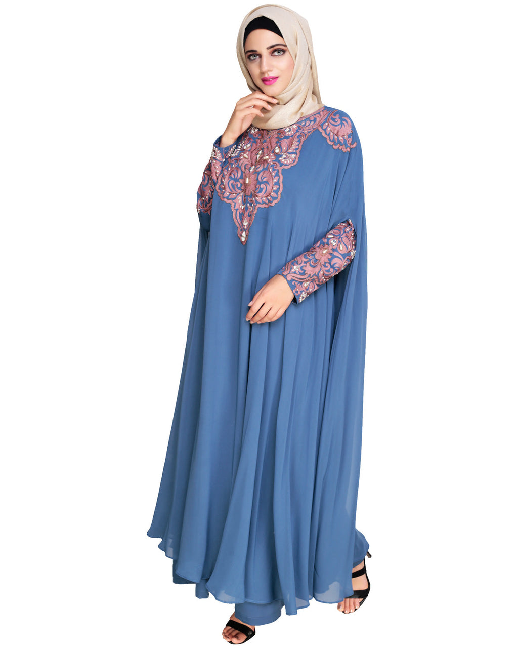 Luxury Black Irani Kaftan DARK WINE