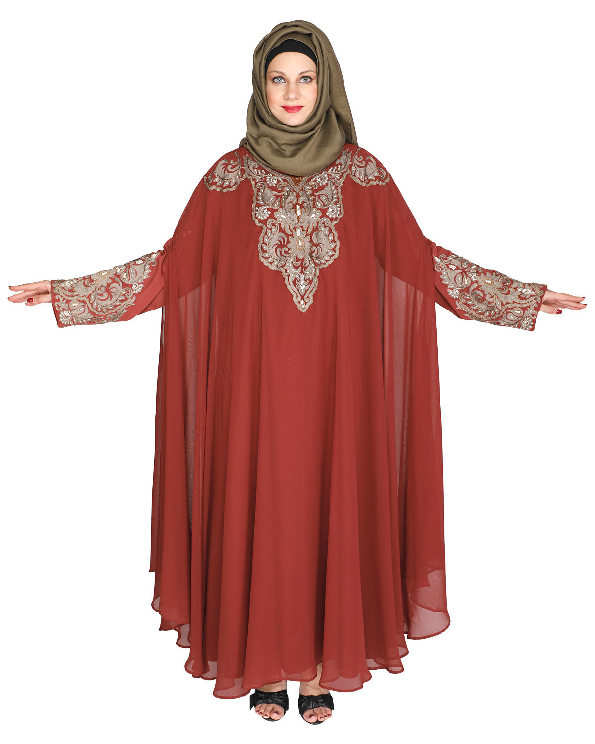 Luxury Black Irani Kaftan DARK WINE