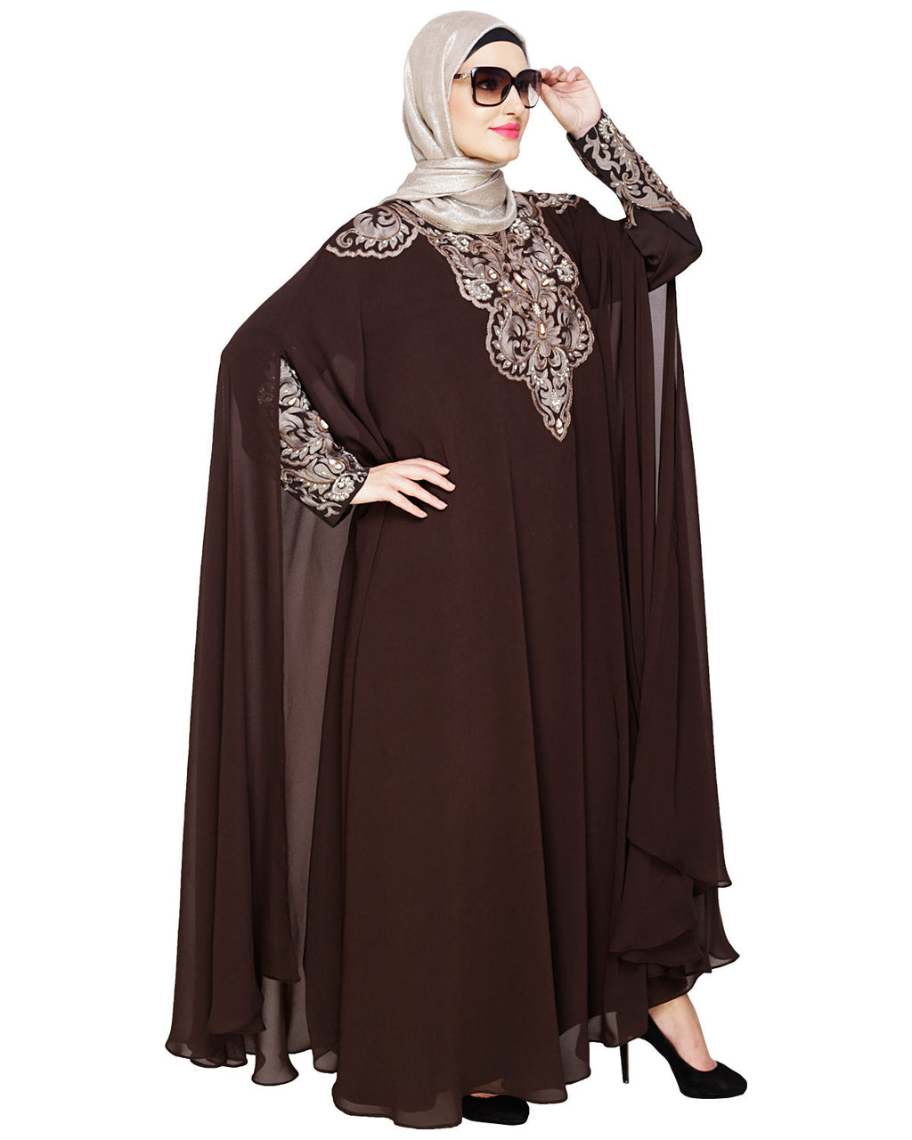 Luxury Black Irani Kaftan DARK WINE