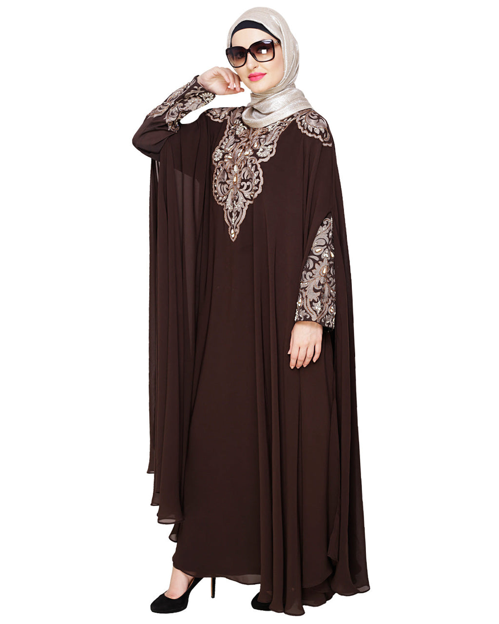 Luxury Black Irani Kaftan DARK WINE