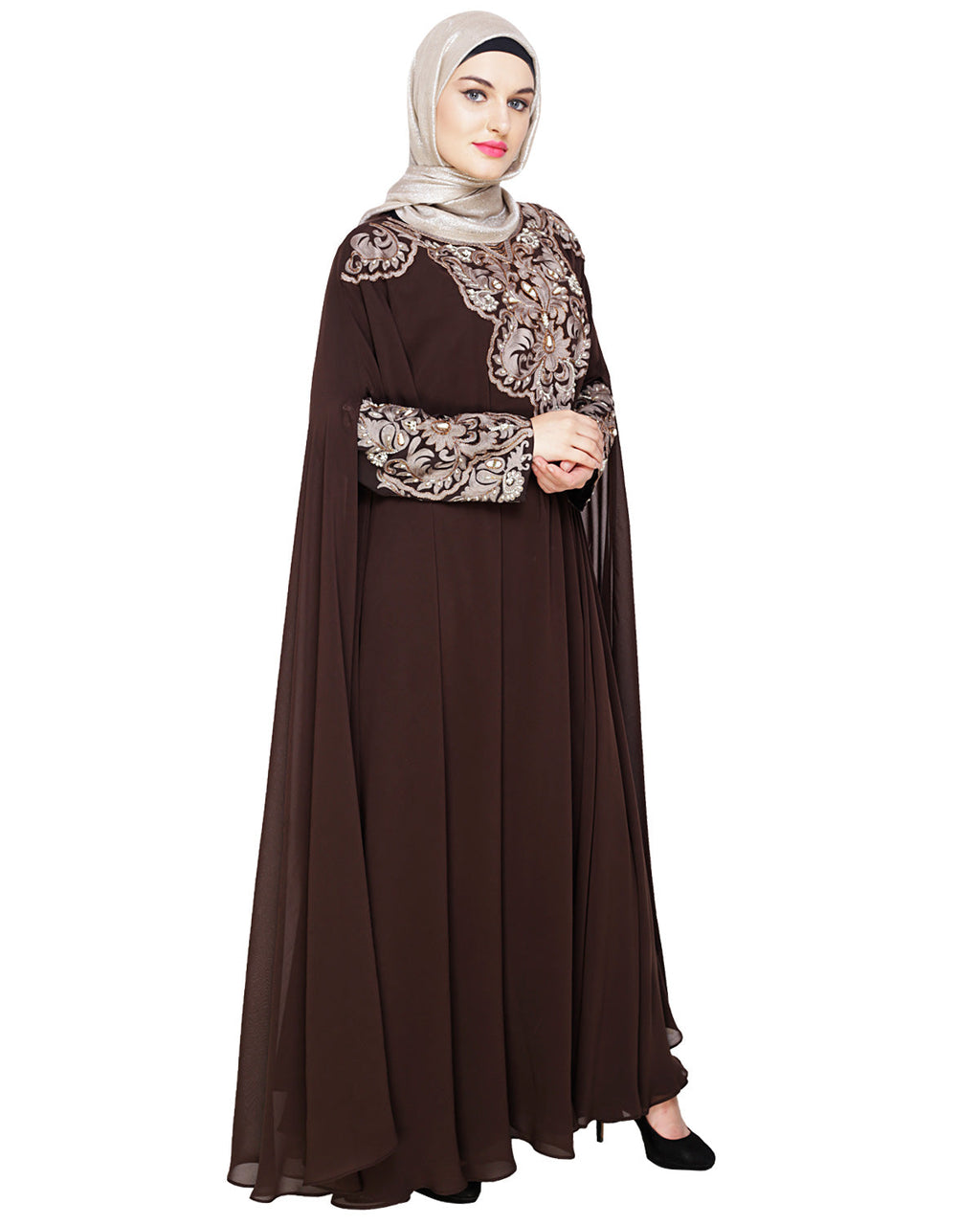 Luxury Black Irani Kaftan DARK WINE