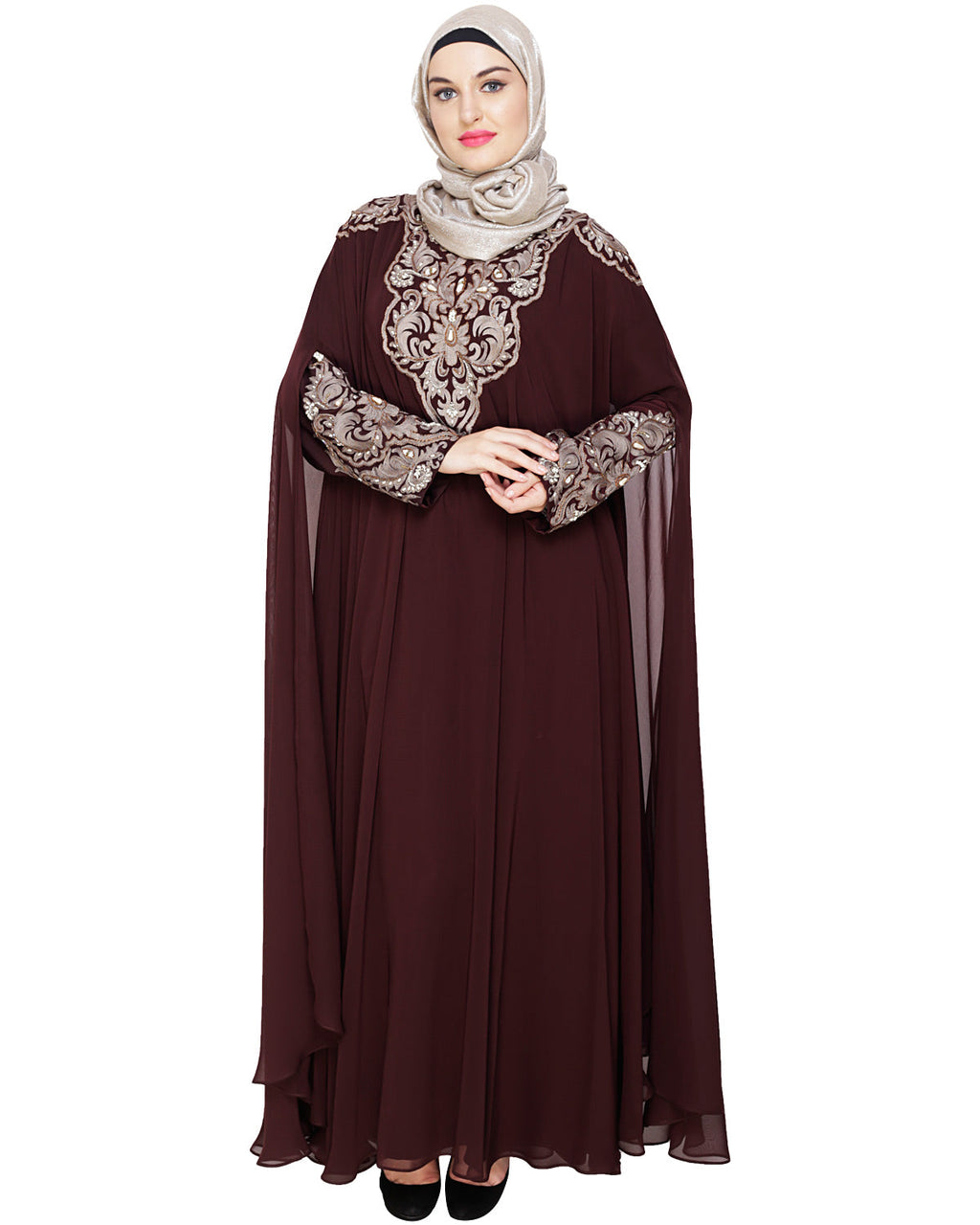 Luxury Black Irani Kaftan DARK WINE