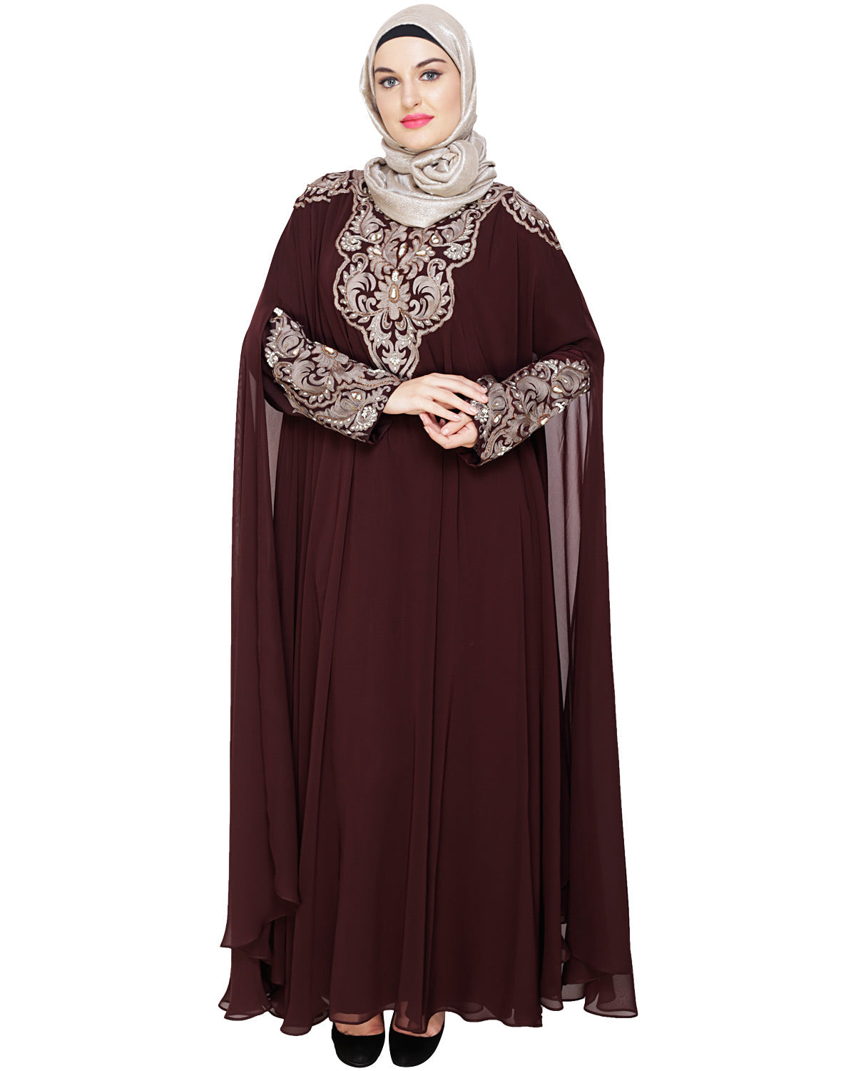 Luxury Black Irani Kaftan DARK WINE
