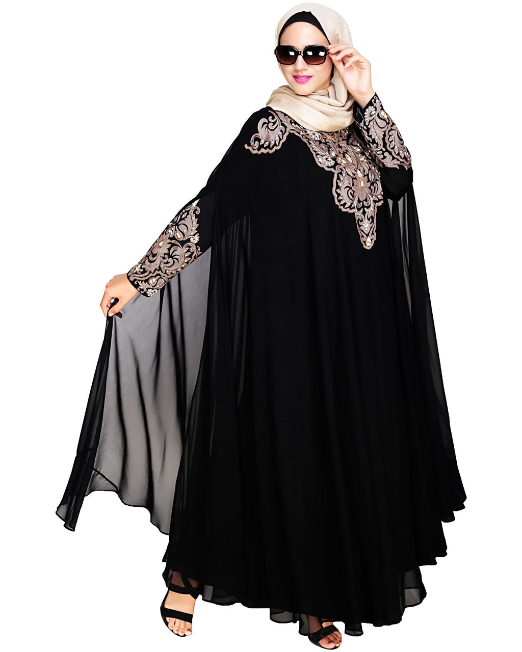 Luxury Black Irani Kaftan DARK WINE