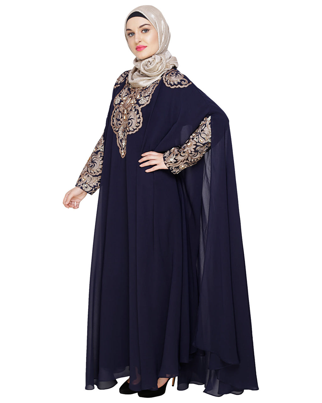 Luxury Black Irani Kaftan DARK WINE