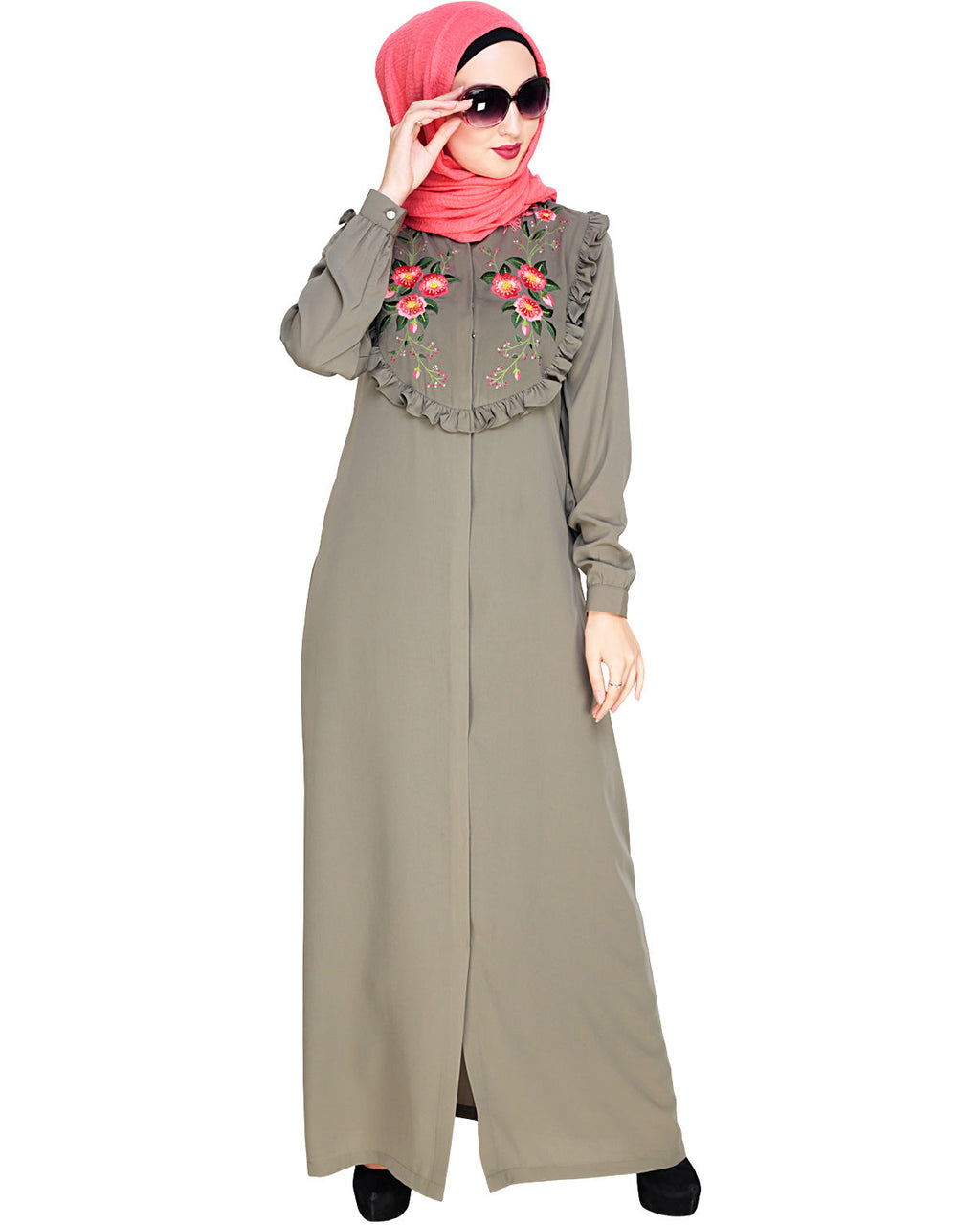 Ruffled Affair Abaya Blue