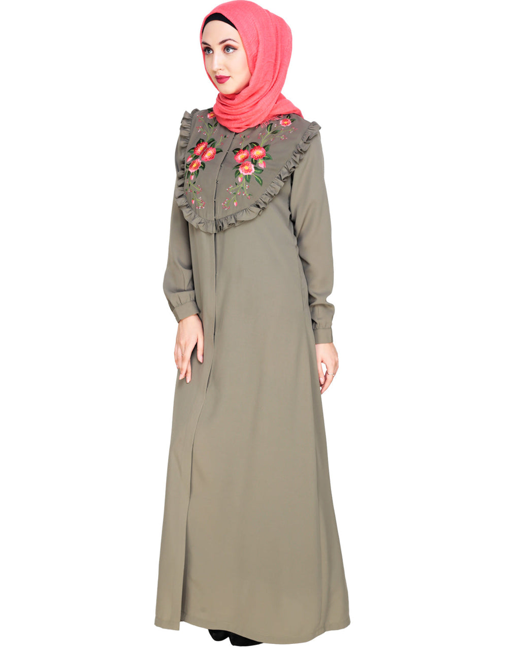 Ruffled Affair Abaya Blue