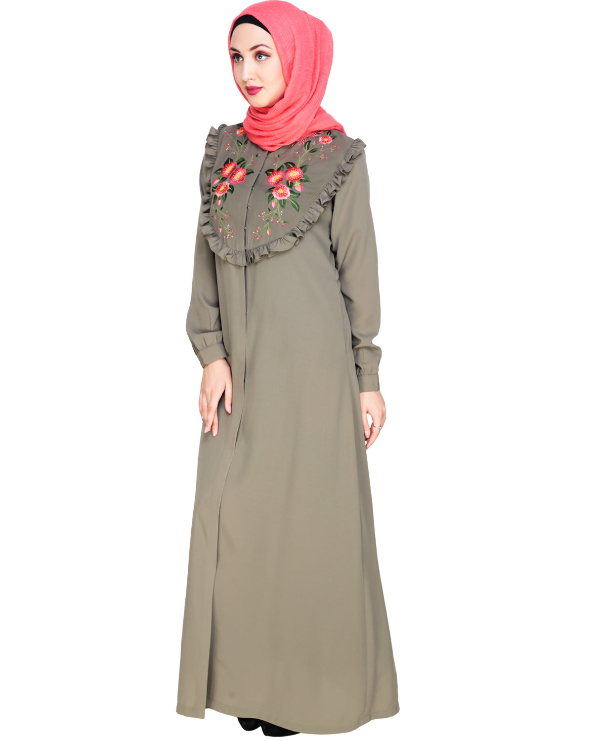 Ruffled Affair Abaya Blue