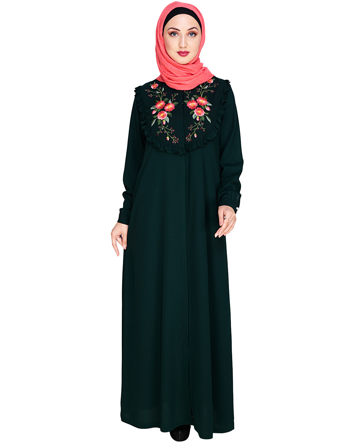 Ruffled Affair Abaya Green