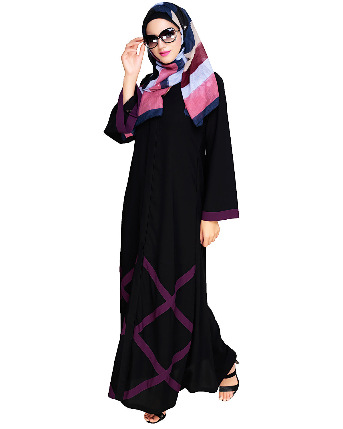 Criss Cross Detailing Abaya Black