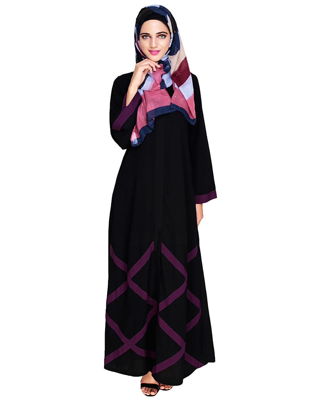 Criss Cross Detailing Abaya Black