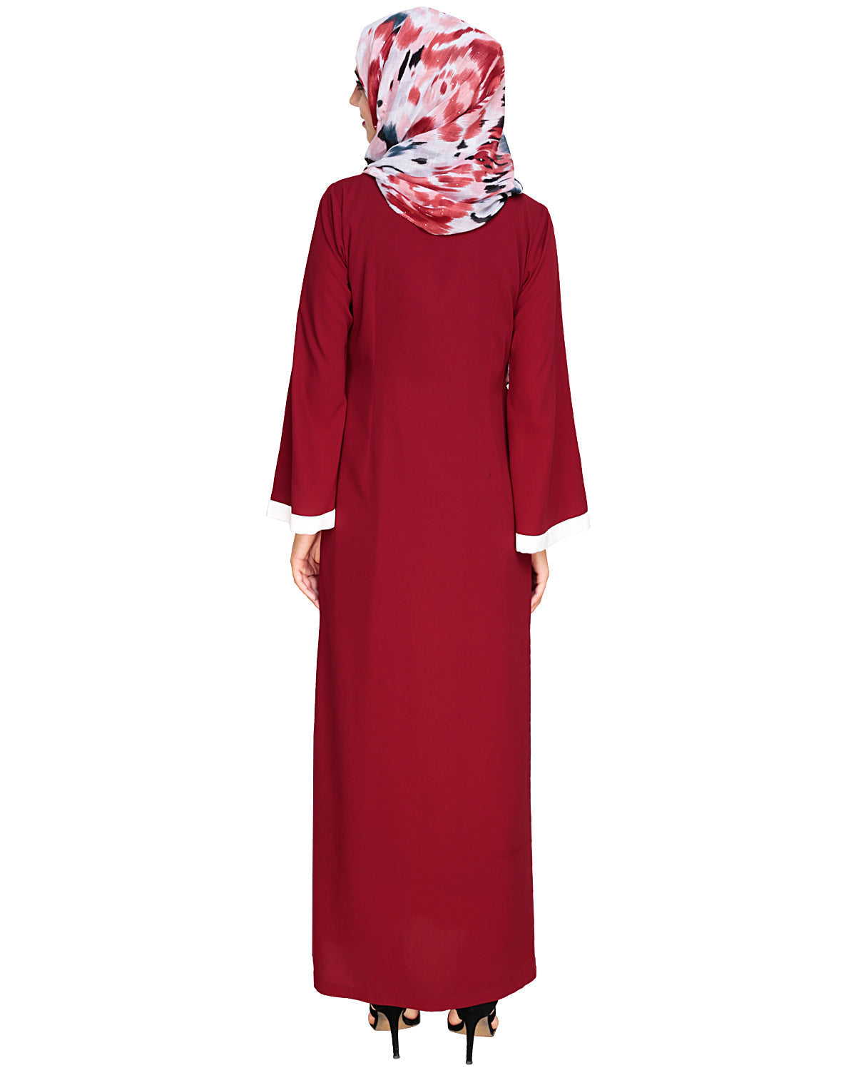 Criss Cross Detailing Abaya Wine