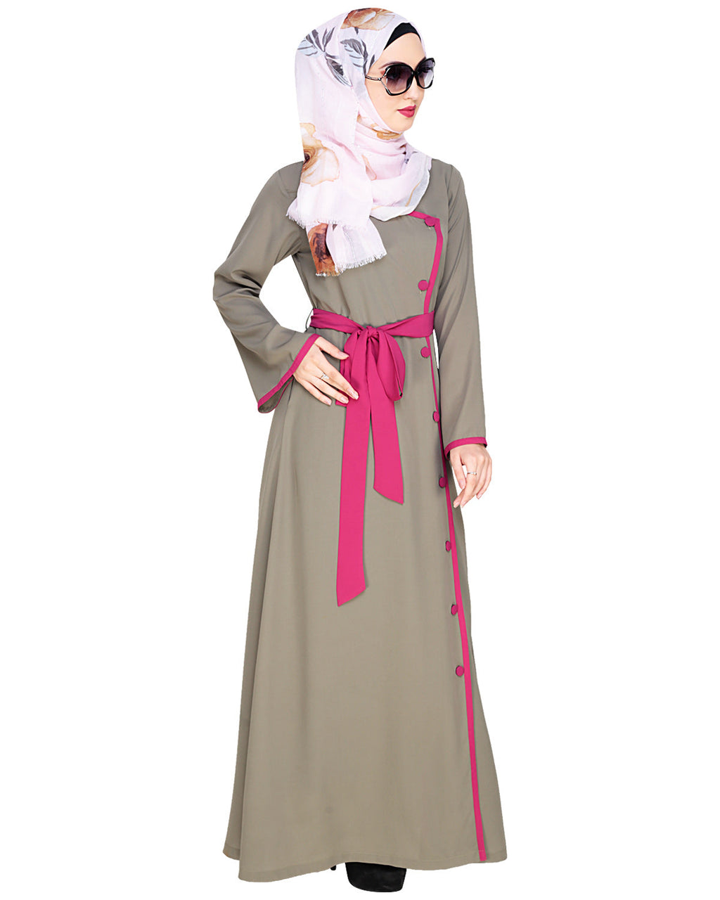 Vougish Angarkha Abaya Grey