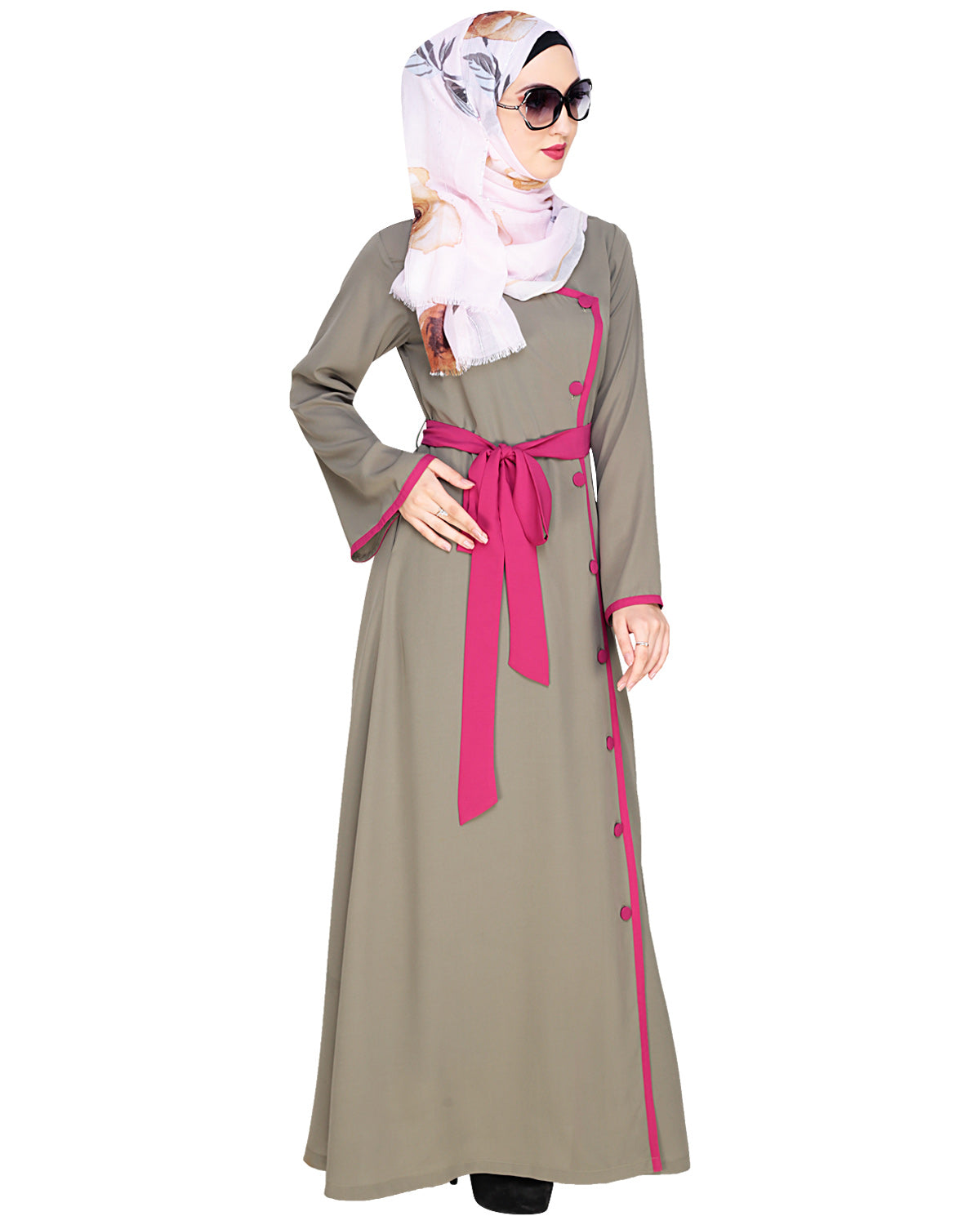 Vougish Angarkha Abaya Grey
