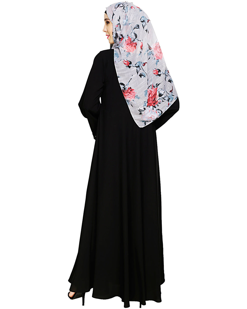Flouncy Laced Abaya Black