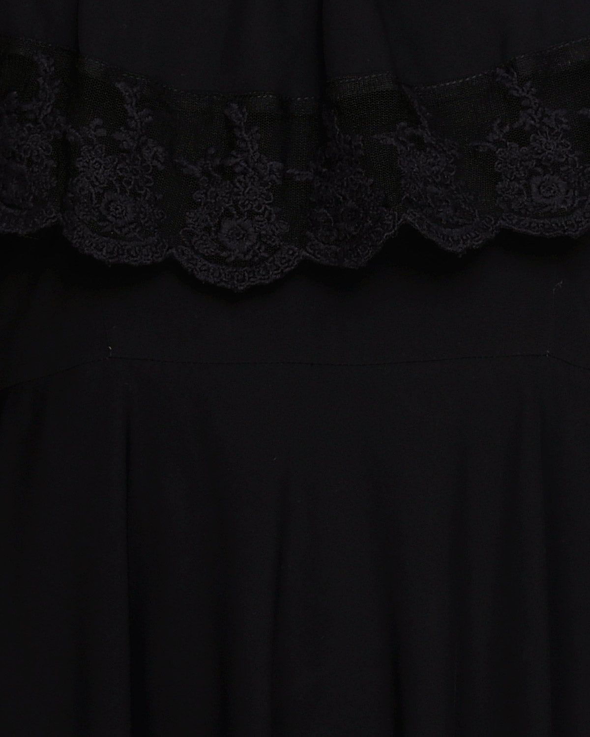 Flouncy Laced Abaya Black