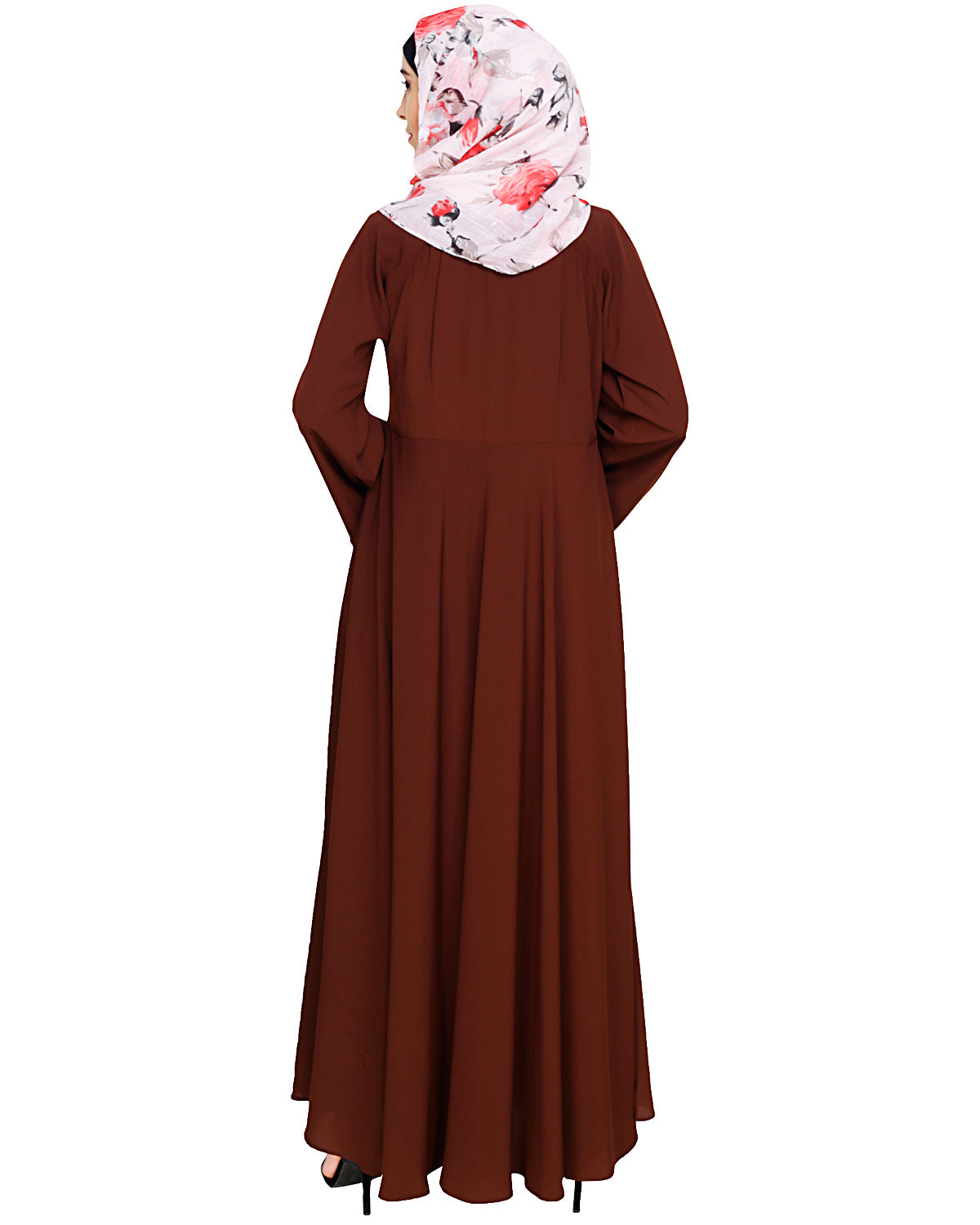 Flouncy Laced Abaya Brown