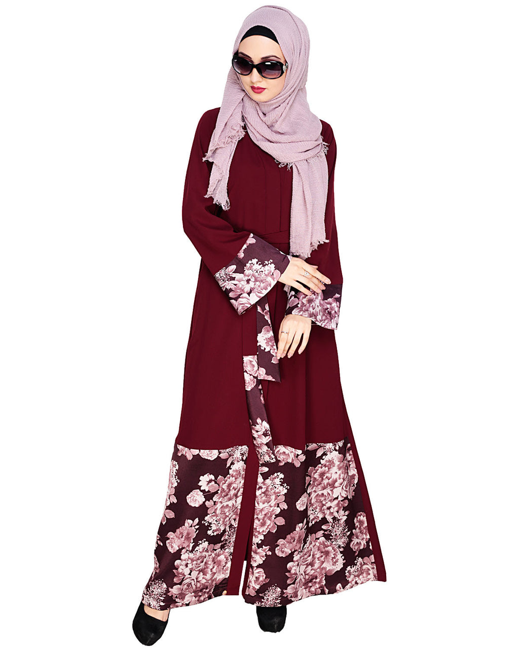 Premium Satin Abaya Wine