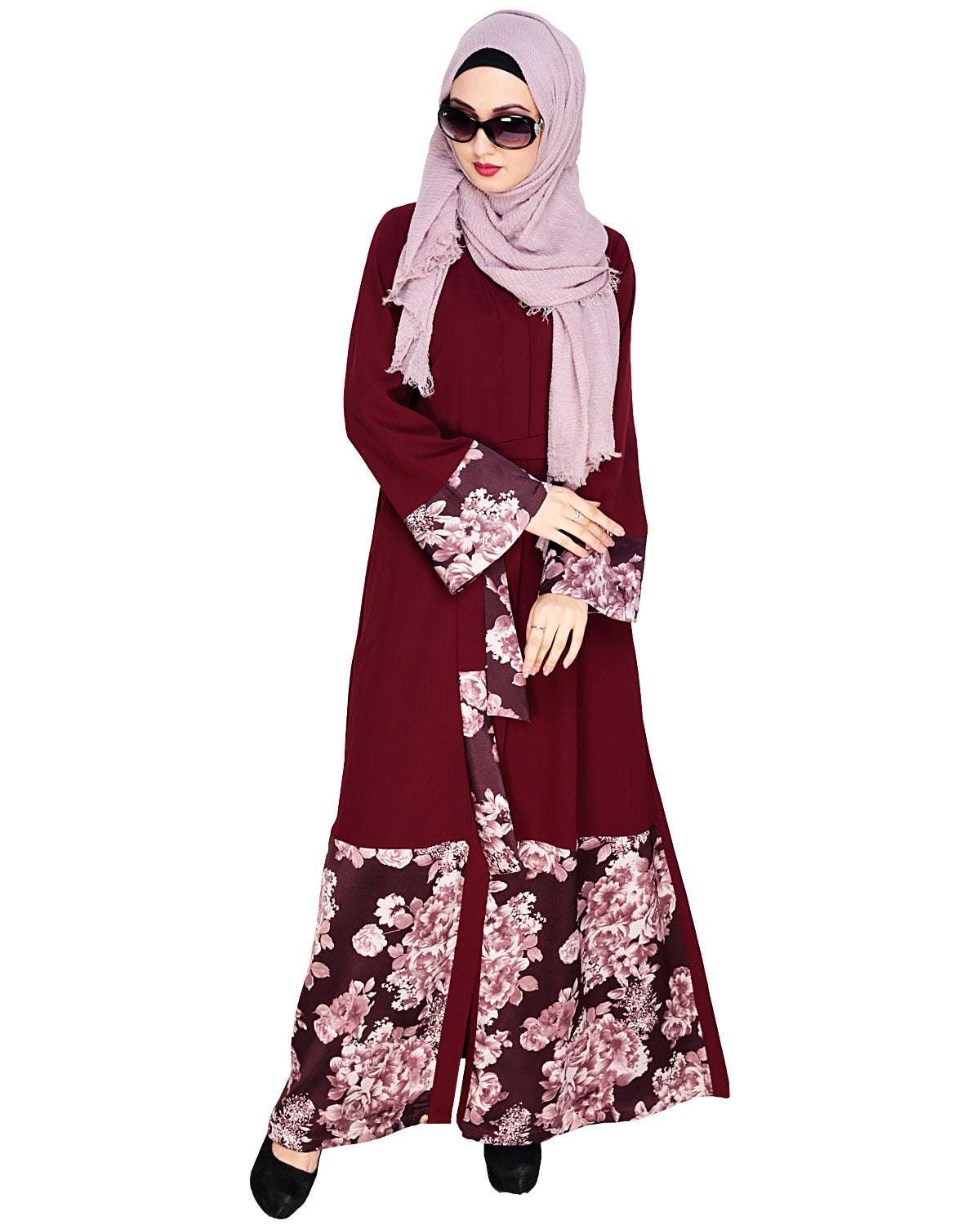 Premium Satin Abaya Wine