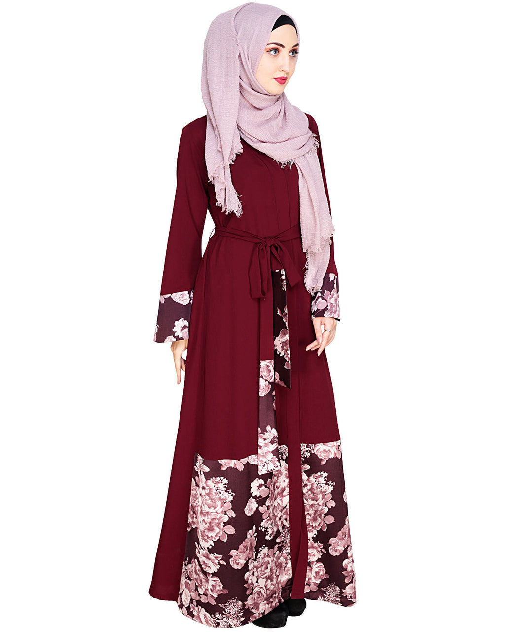 Premium Satin Abaya Wine