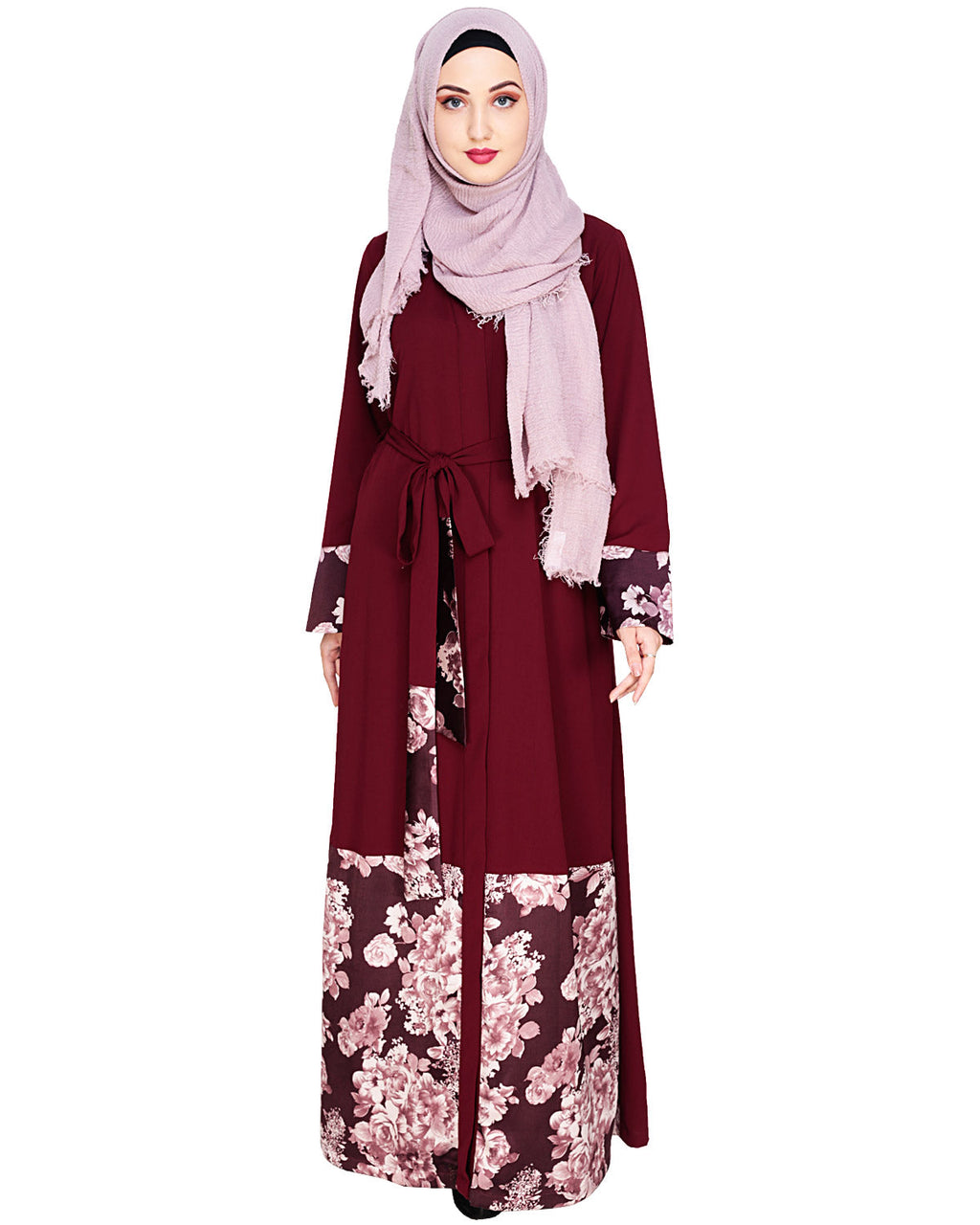 Premium Satin Abaya Wine