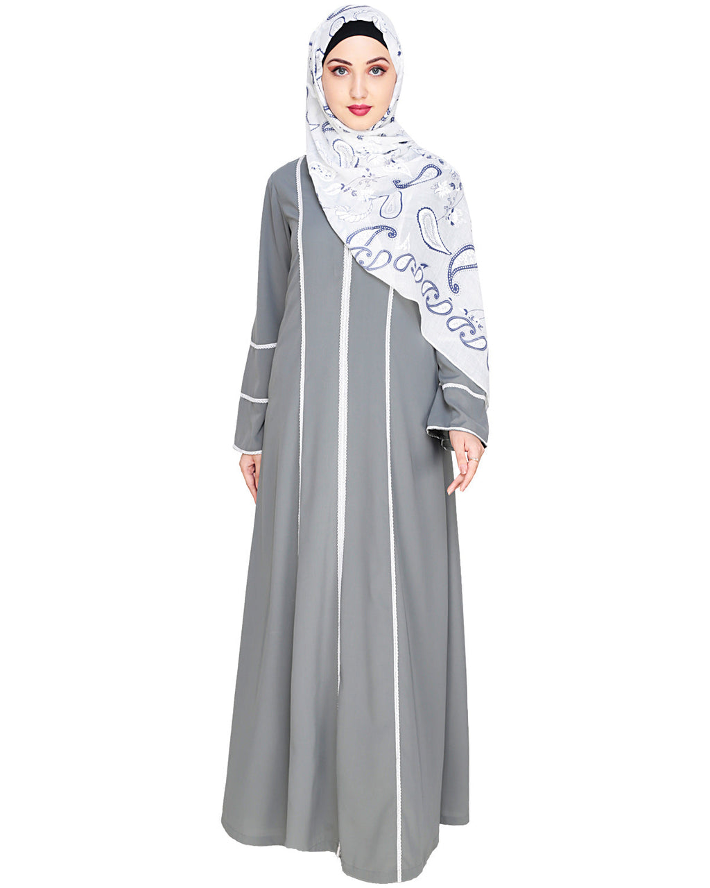 Snazzy Lace Abaya Grey