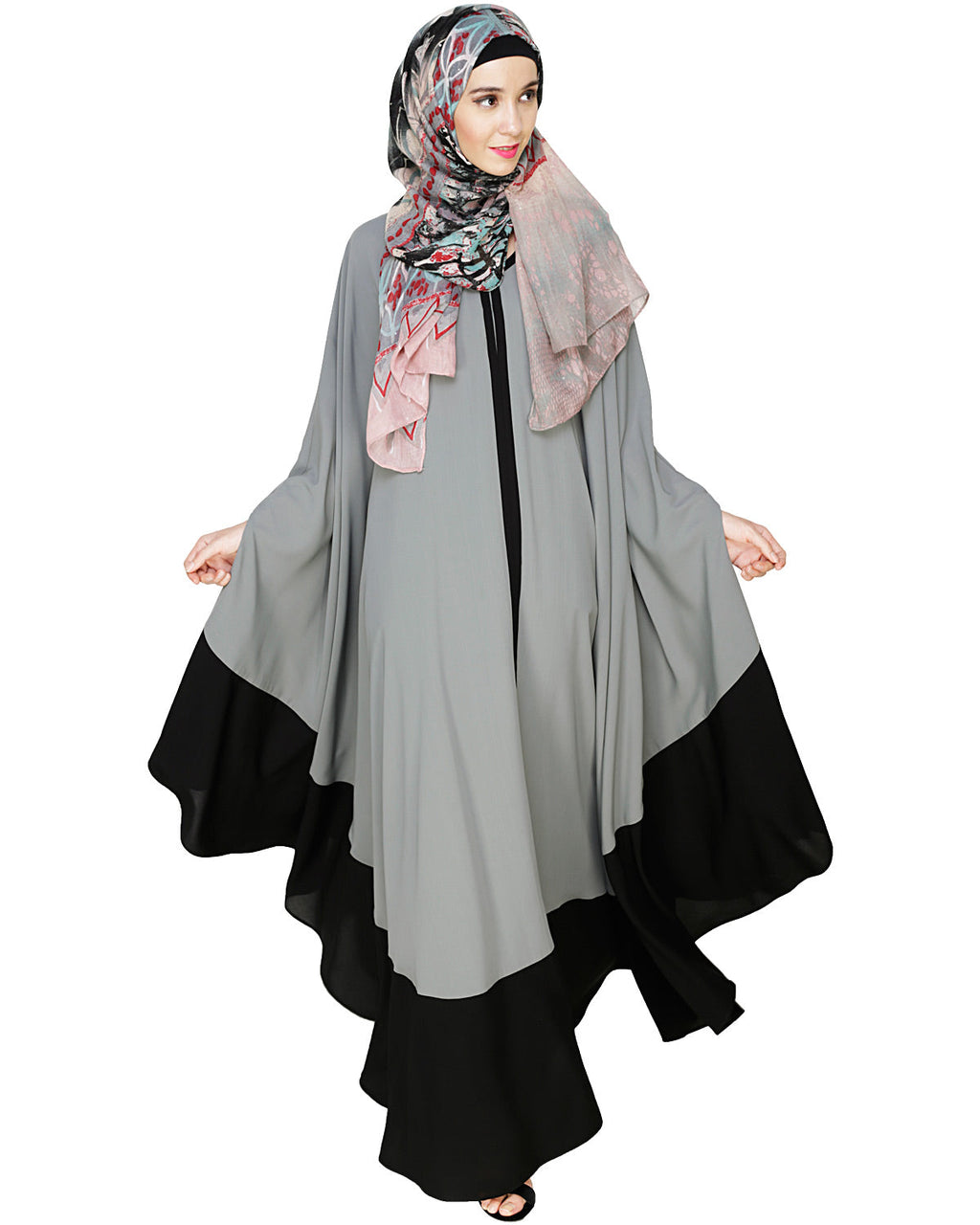 Colour Block Irani Kaftan Gray