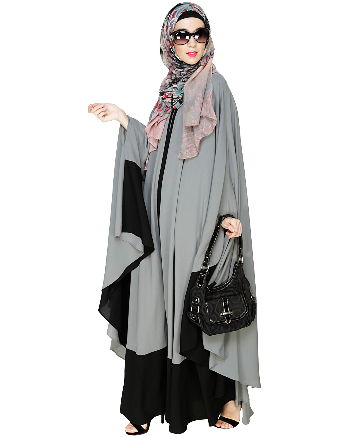 Colour Block Irani Kaftan Gray
