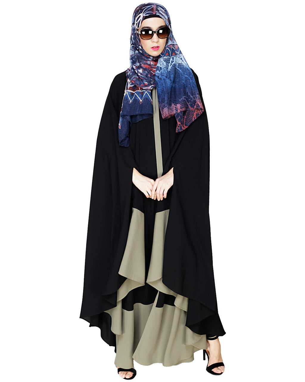 Colour Block Irani Kaftan Black