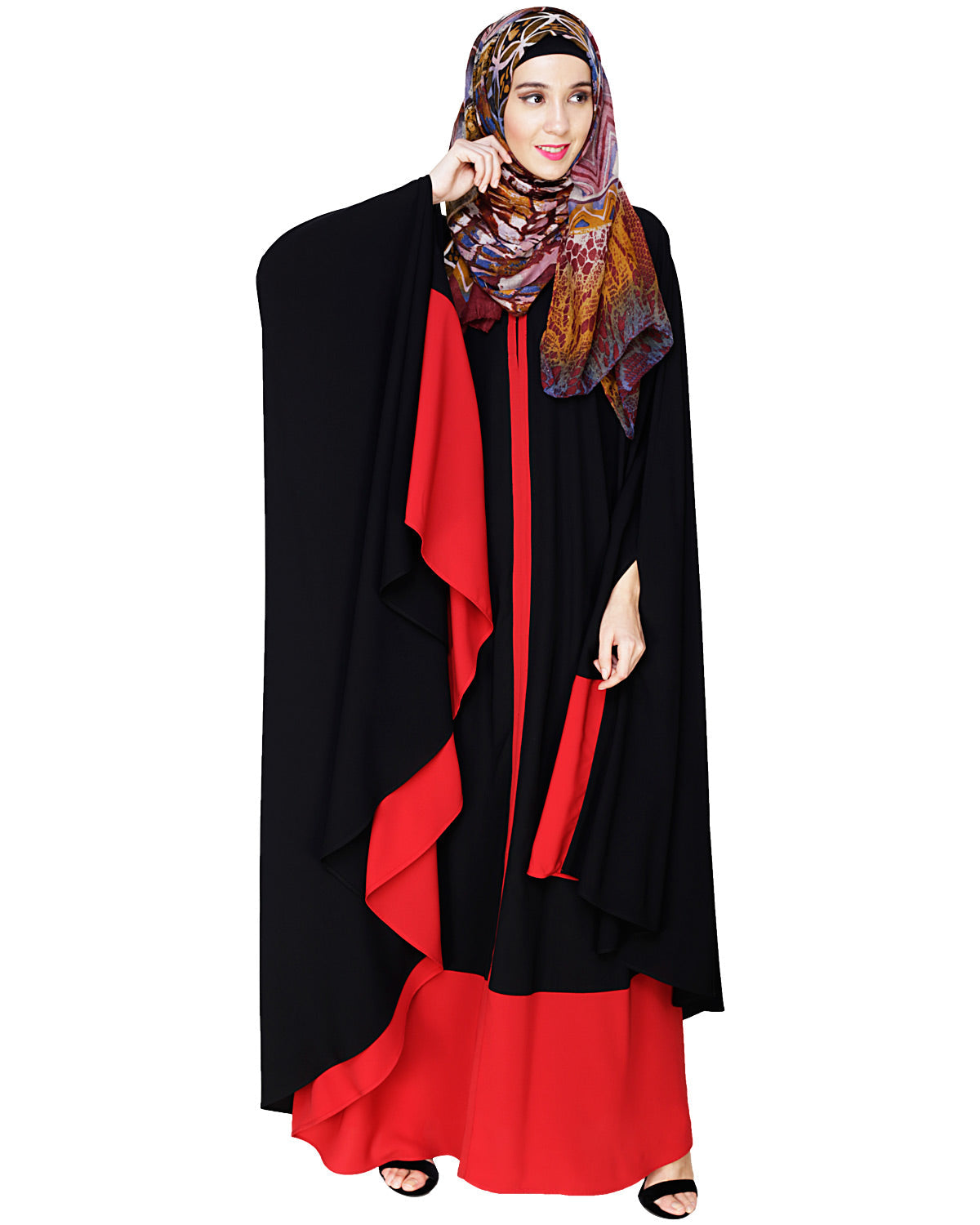 Colour Block Black Irani Kaftan Brown