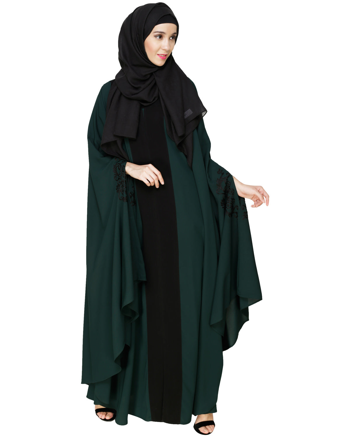 Delicate Embroidered Grey Irani Kaftan