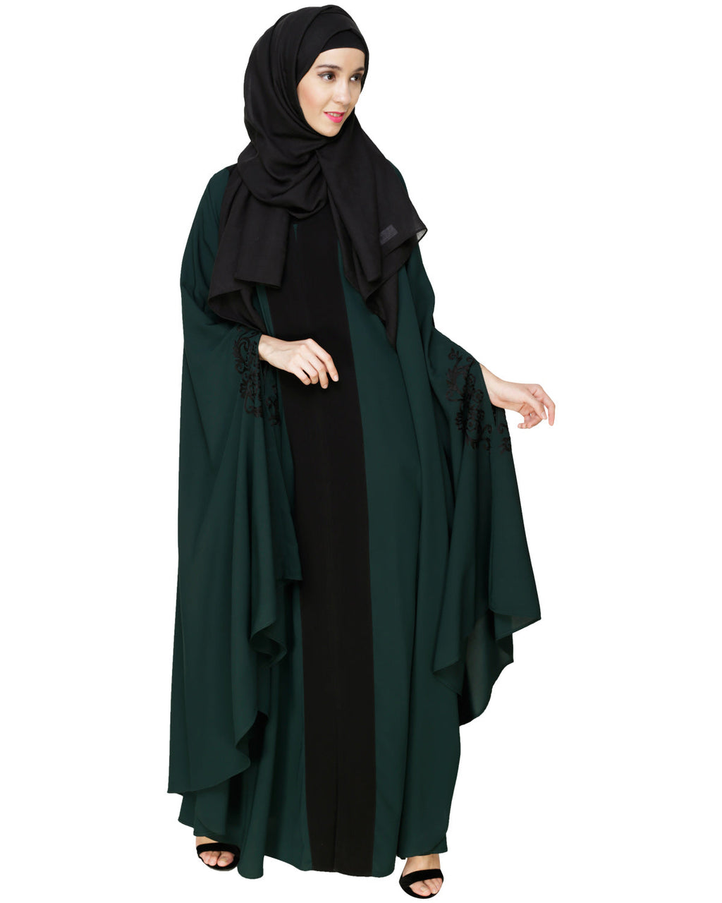 Delicate Embroidered Irani Kaftan Green