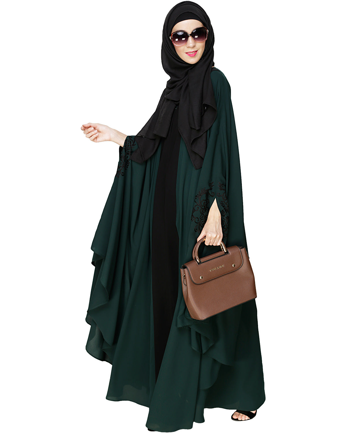 Delicate Embroidered Grey Irani Kaftan