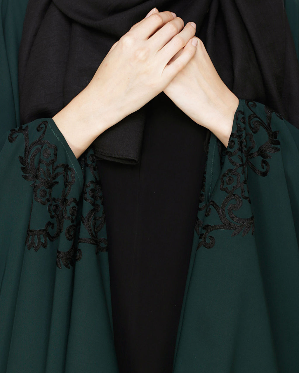 Delicate Embroidered Grey Irani Kaftan