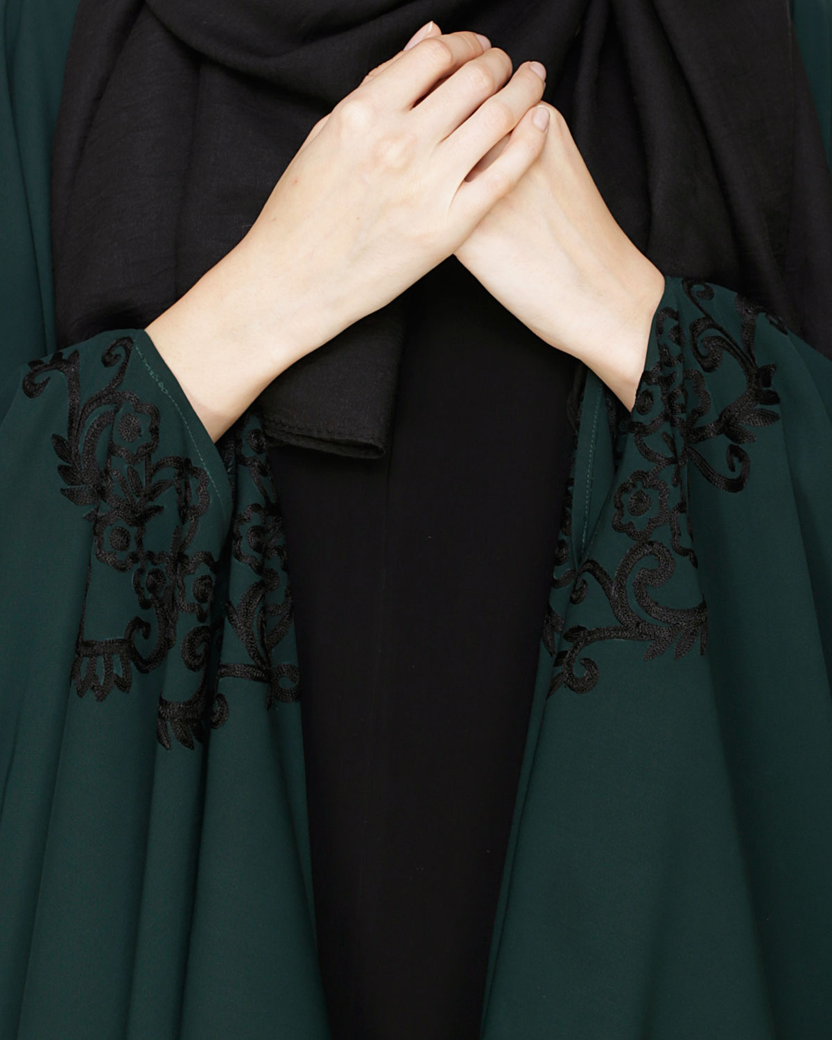 Delicate Embroidered Grey Irani Kaftan