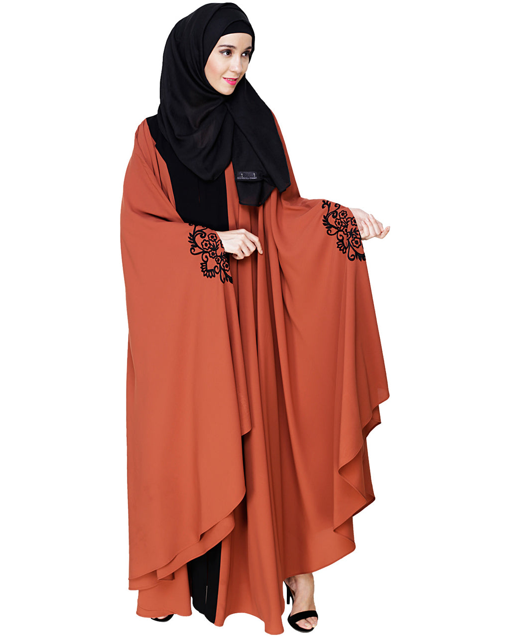 Delicate Embroidered Grey Irani Kaftan