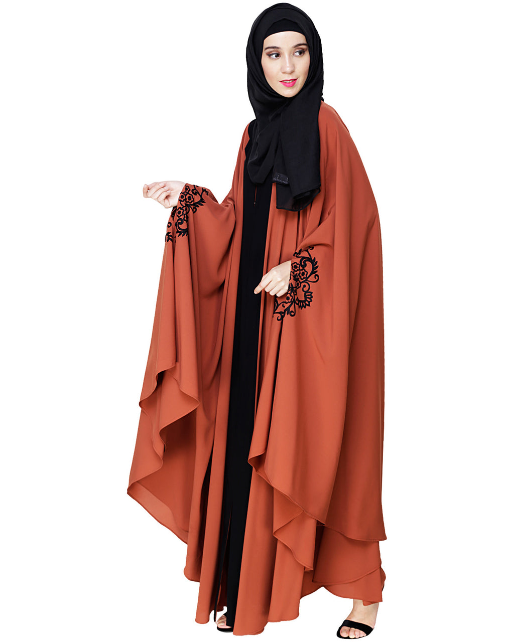 Delicate Embroidered Grey Irani Kaftan