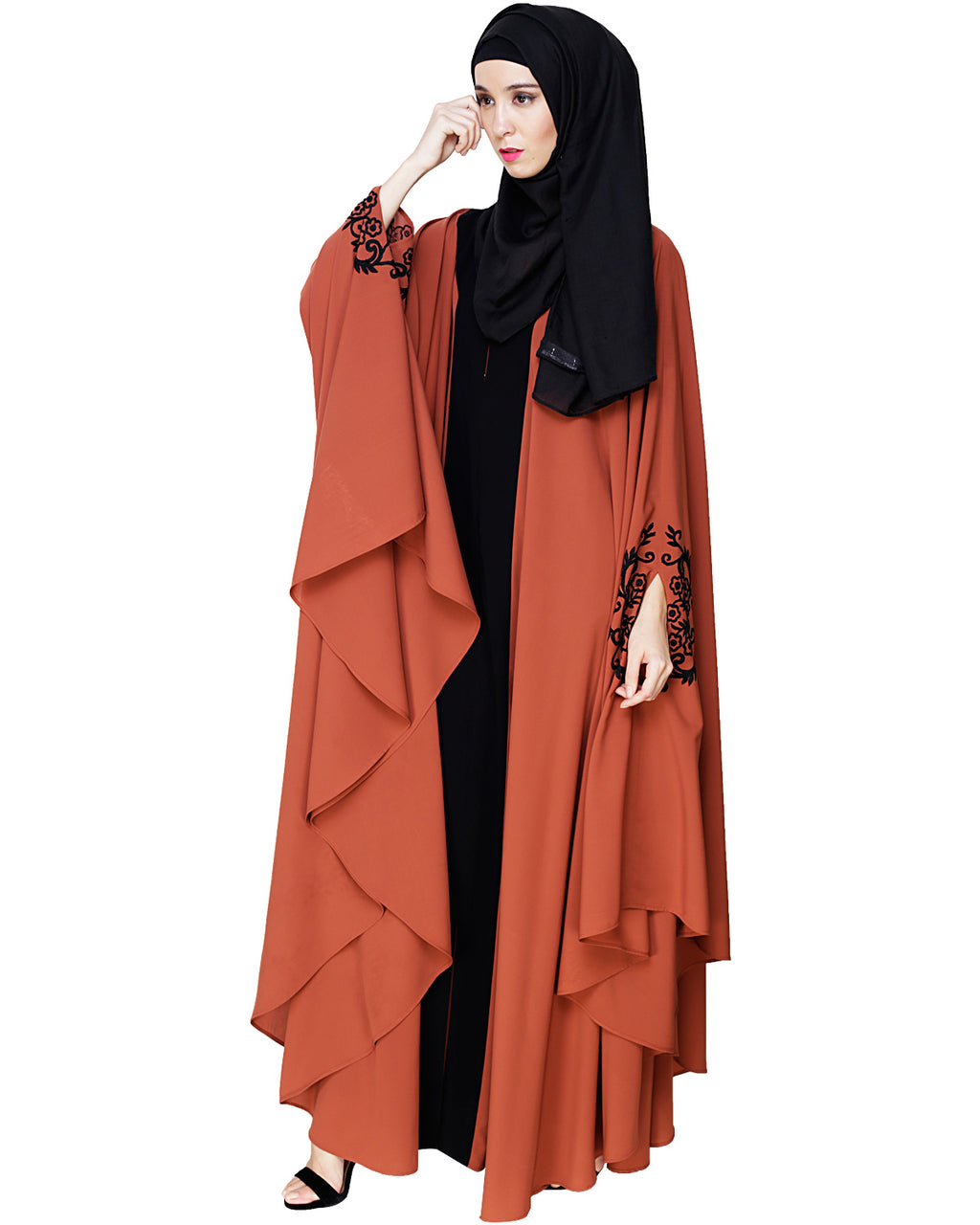 Delicate Embroidered Grey Irani Kaftan