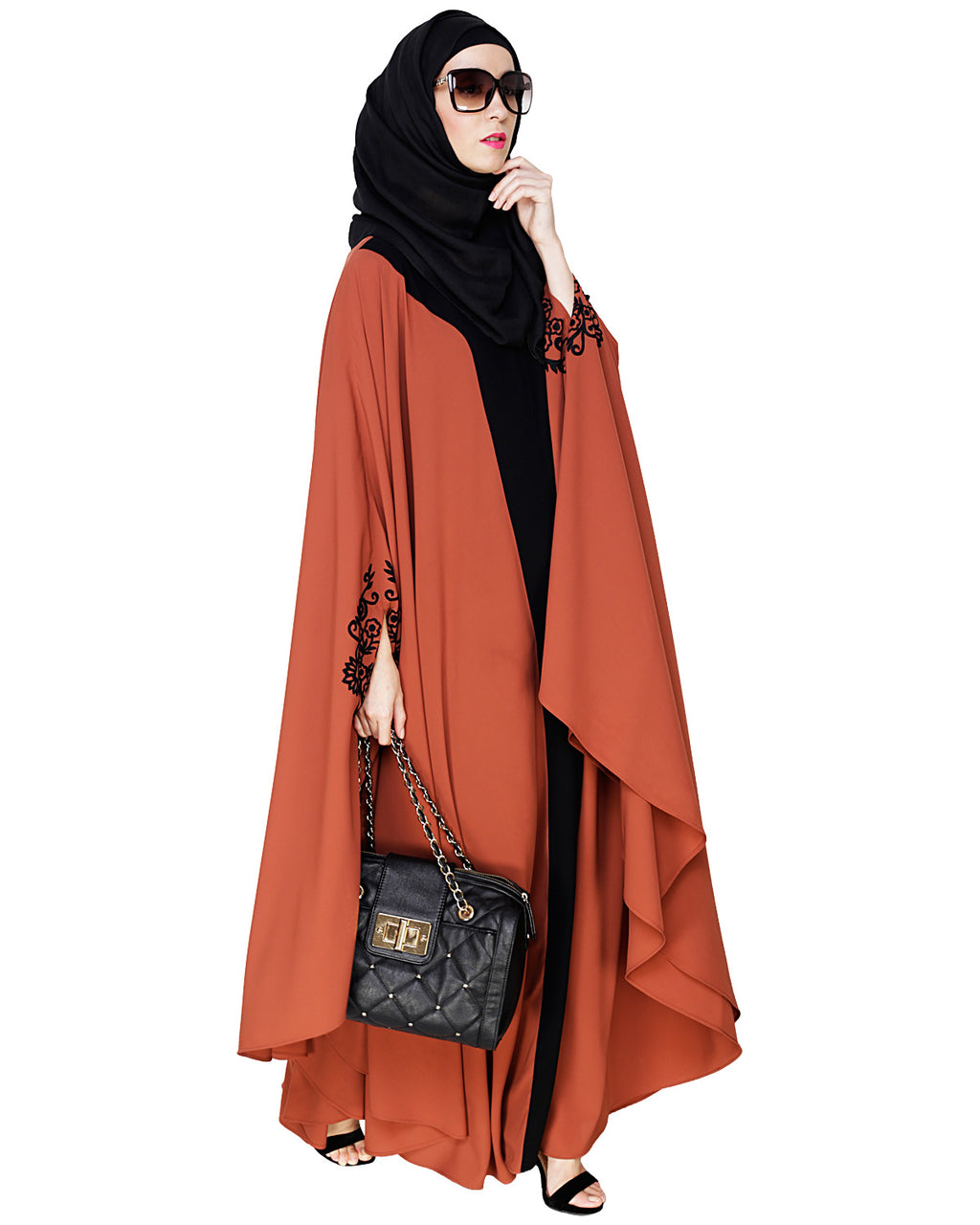 Delicate Embroidered Grey Irani Kaftan