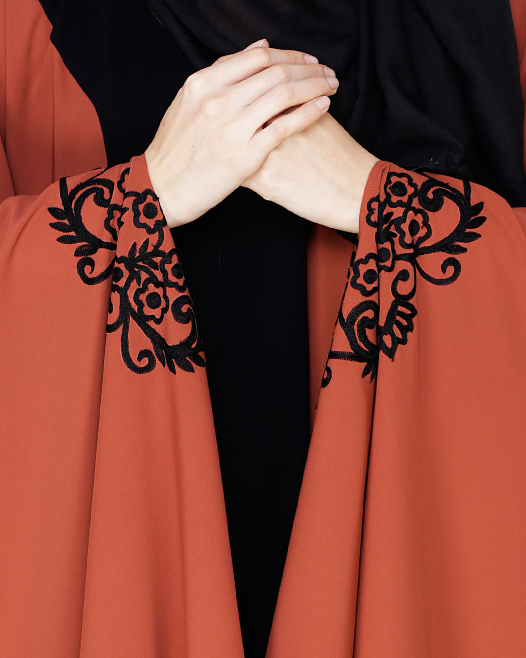Delicate Embroidered Grey Irani Kaftan