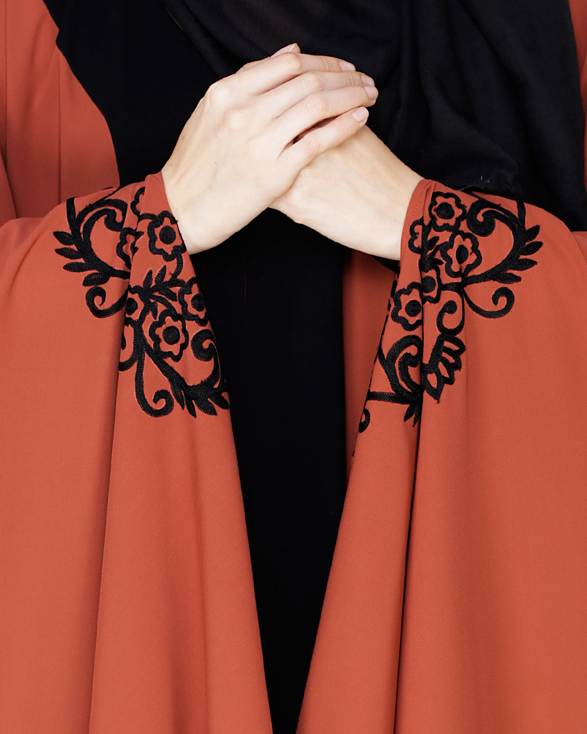 Delicate Embroidered Grey Irani Kaftan