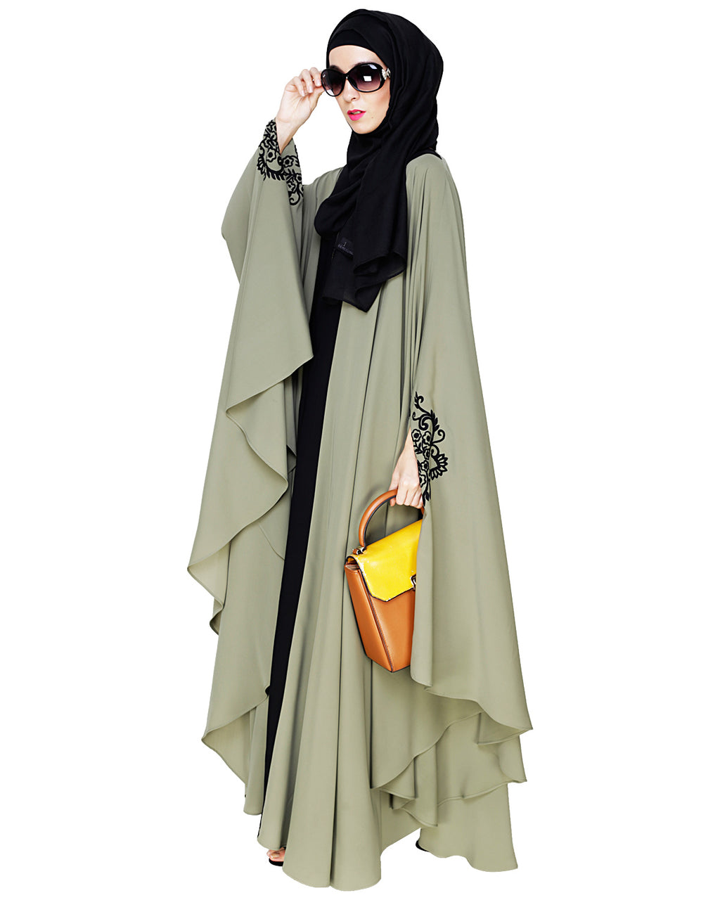 Delicate Embroidered Grey Irani Kaftan