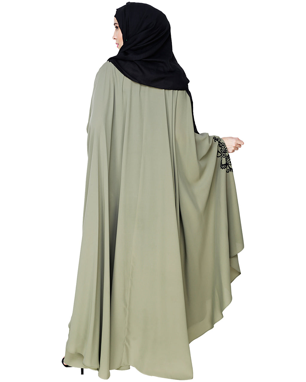 Delicate Embroidered Grey Irani Kaftan