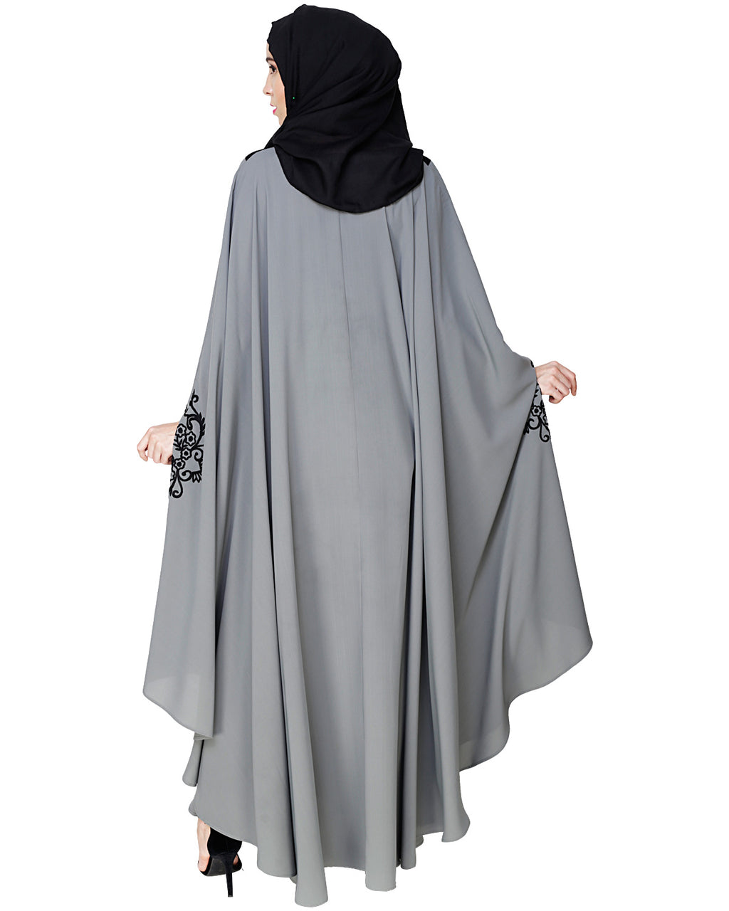 Delicate Embroidered Grey Irani Kaftan