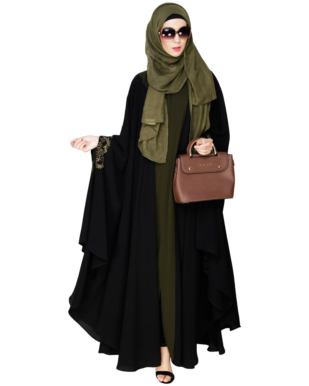 Delicate Embroidered Grey Irani Kaftan